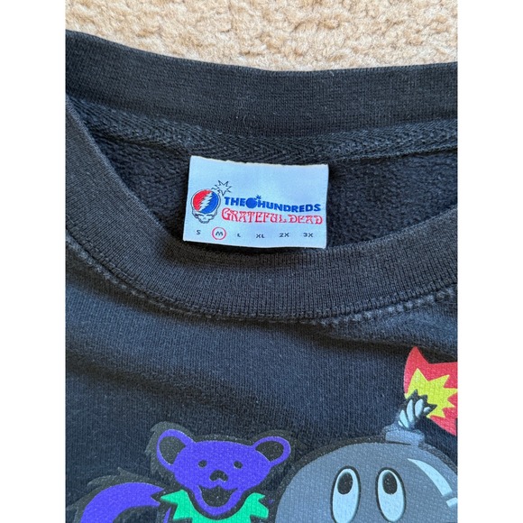 The Hundreds x Grateful Dead Sweatshirt Mens Medium Black Bears Bombs Crewneck - Picture 5 of 8